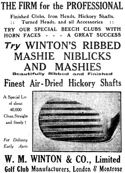 W.M. Winton & Co. old advertisement for golf clubs